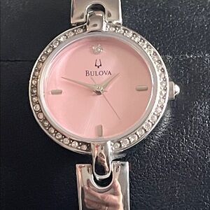 Bulova Women's Silver Watch with Pink Dial